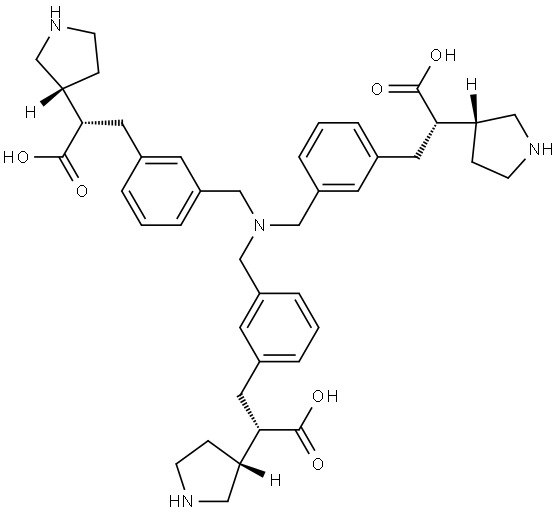 3-Pyrrolidineacetic acid, α,α′,α′′-[nitrilotris(methylene-3,1-phenylenemethylene)]tris-, (αS,α′S,α′′S,3R,3′R,3′′R)- Struktur
