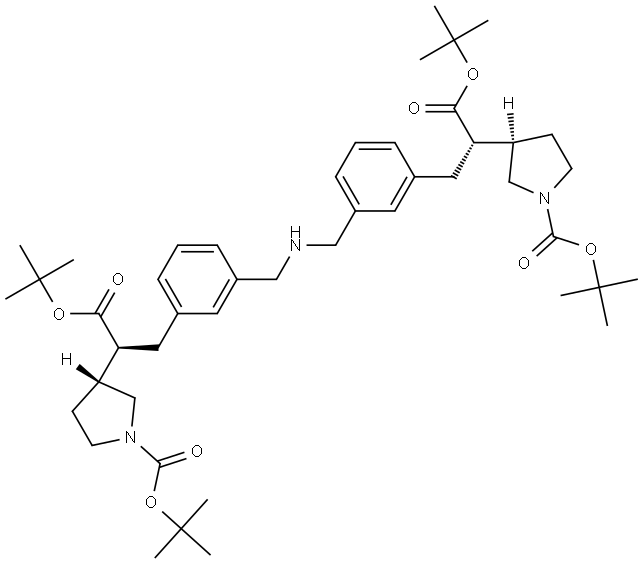 3-Pyrrolidineacetic acid, α,α′-[iminobis(methylene-3,1-phenylenemethylene)]bis[1-[(1,1-dimethylethoxy)carbonyl]-, 3,3′-bis(1,1-dimethylethyl) ester, (αS,α′S,3R,3′R)-|（3R）-3-[（1S）-2-叔丁氧基-1-[[3-[[[3-[（2S）-3-叔丁氧羰基吡咯烷-3-基]-3-氧代-丙基]苯基]甲基]氨基]甲基]苯基]甲酯]-2-氧代乙基]吡咯烷-1-甲酸叔丁酯