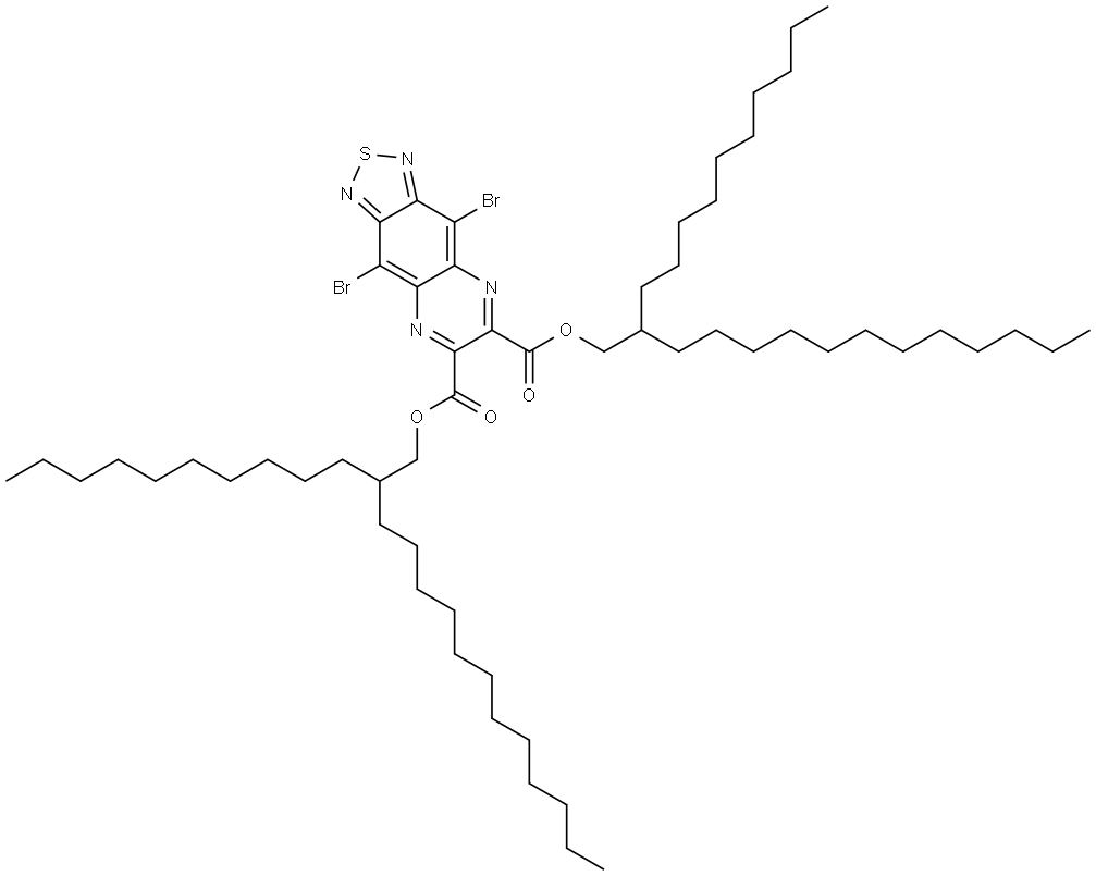 2-decyltetradecyl 4,9-dibromo-7-{[(2-decyltetradecyl)oxy]carbonyl}[1,2,5]thiadiazolo[4,3-g]quinoxaline-6-carboxylate Struktur