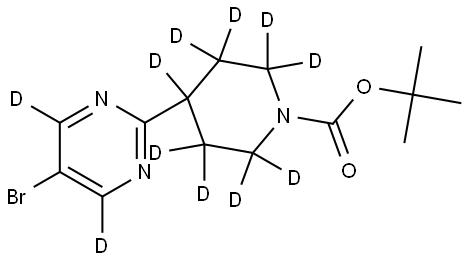 tert-butyl 4-(5-bromopyrimidin-2-yl-4,6-d2)piperidine-1-carboxylate-2,2,3,3,4,5,5,6,6-d9 Struktur