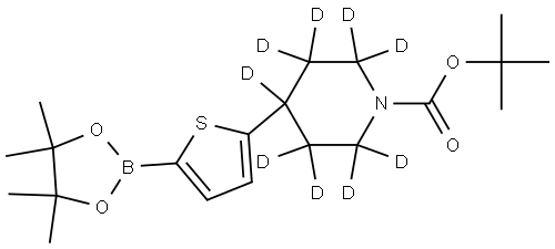 tert-butyl 4-(5-(4,4,5,5-tetramethyl-1,3,2-dioxaborolan-2-yl)thiophen-2-yl)piperidine-1-carboxylate-2,2,3,3,4,5,5,6,6-d9 Struktur
