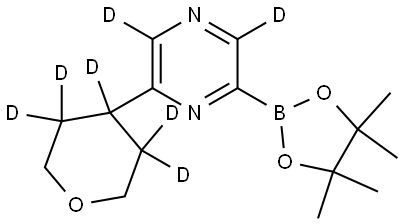 2-(tetrahydro-2H-pyran-4-yl-3,3,4,5,5-d5)-6-(4,4,5,5-tetramethyl-1,3,2-dioxaborolan-2-yl)pyrazine-3,5-d2 Struktur