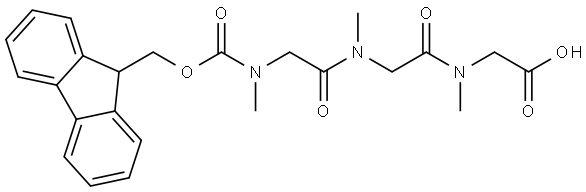 1-(9H-Fluoren-9-yl)-4,7,10-trimethyl-3,6,9-trioxo-2-oxa-4,7,10-triazadodecan-12-oic acid Struktur
