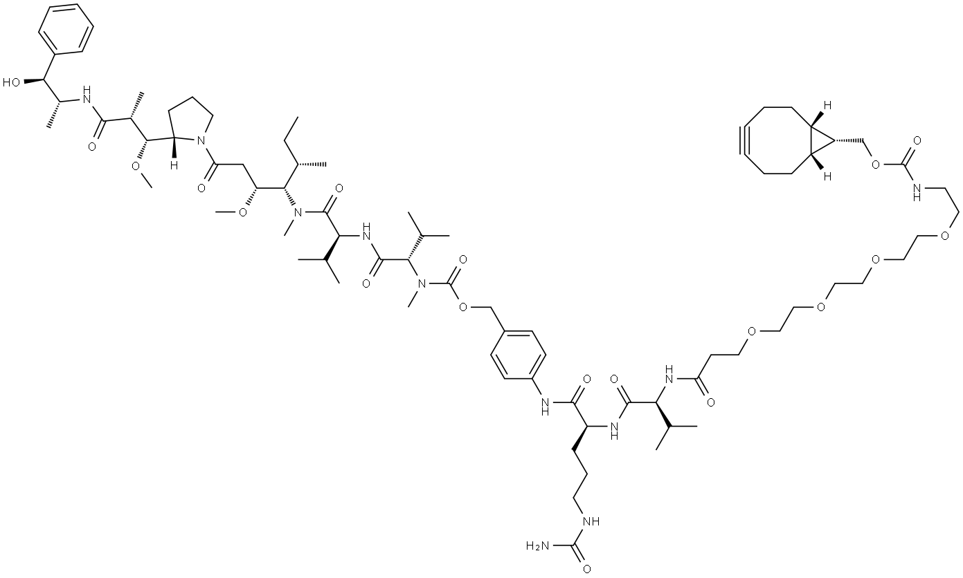 endo-BCN-PEG4-Val-Cit-PAB-MMAE Structure