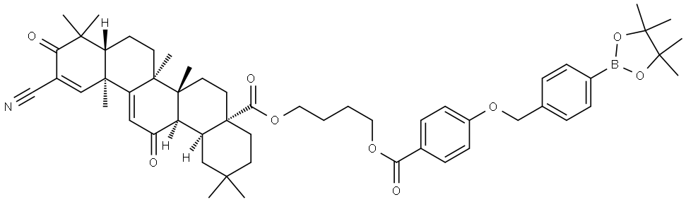 Oleana-1,9(11)-dien-28-oic acid, 2-cyano-3,12-dioxo-, 4-[[4-[[4-(4,4,5,5-tetramethyl-1,3,2-dioxaborolan-2-yl)phenyl]methoxy]benzoyl]oxy]butyl ester|化合物 Apoptosis inducer 24