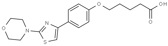 5-(4-(2-Morpholinothiazol-4-yl)phenoxy)pentanoic acid Struktur