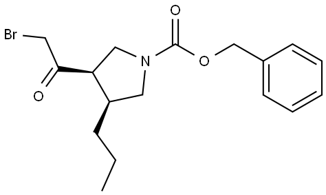 1-Pyrrolidinecarboxylic acid, 3-(2-bromoacetyl)-4-propyl-, phenylmethyl ester, (3R,4S)- Structure