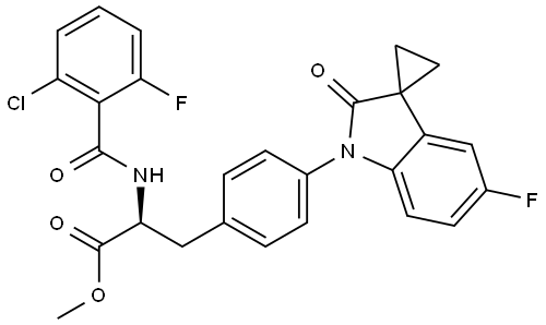L-Phenylalanine, N-(2-chloro-6-fluorobenzoyl)-4-(5′-fluoro-2′-oxospiro[cyclopropane-1,3′-[3H]indol]-1′(2′H)-yl)-, methyl ester Struktur