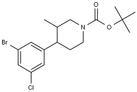 tert-butyl 4-(3-bromo-5-chlorophenyl)-3-methylpiperidine-1-carboxylate Struktur