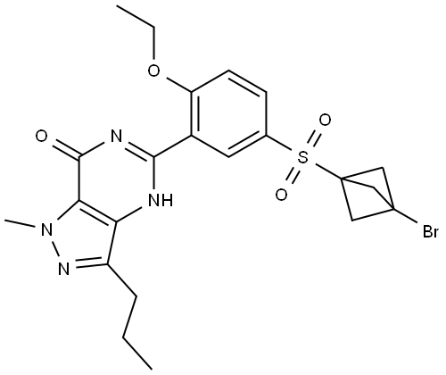 7H-Pyrazolo[4,3-d]pyrimidin-7-one, 5-[5-[(3-bromobicyclo[1.1.1]pent-1-yl)sulfony… Structure