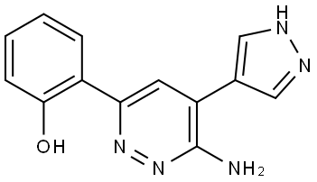 Phenol, 2-[6-amino-5-(1H-pyrazol-4-yl)-3-pyridazinyl]- Struktur