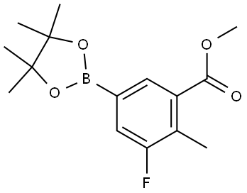 Benzoic acid, 3-fluoro-2-methyl-5-(4,4,5,5-tetramethyl-1,3,2-dioxaborolan-2-yl)-, methyl ester Struktur