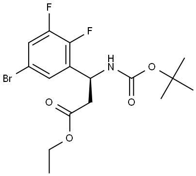 Benzenepropanoic acid, 5-bromo-β-[[(1,1-dimethylethoxy)carbonyl]amino]-2,3-difluoro-, ethyl ester, (βS)- Structure