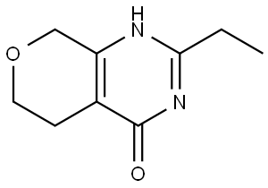 2-Ethyl-5,8-dihydro-3H-pyrano[3,4-d]pyrimidin-4(6H)-one Struktur