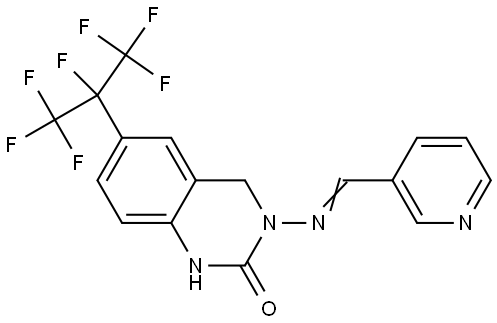 3,4-Dihydro-3-[(3-pyridinylmethylene)amino]-6-[1,2,2,2-tetrafluoro-1-(trifluoromethyl)ethyl]-2(1H)-quinazolinone Struktur