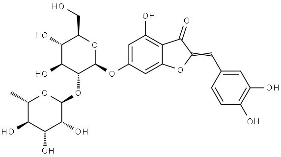 Glucopyranoside, 2-(3,4-dihydroxybenzylidene)-2,3-dihydro-4-hydroxy-3-oxo-6-benzofuranyl 2-O-(6-deoxy-α-L-mannopyranosyl)-, β-D-|金鱼草素-6-O-新橙皮苷