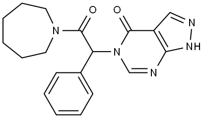 5-(2-(azepan-1-yl)-2-oxo-1-phenylethyl)-1H-pyrazolo[3,4-d]pyrimidin-4(5H)-one 结构式