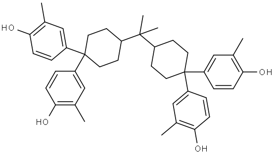 Phenol, 4,4',4'',4'''-[(1-methylethylidene)di-4-cyclohexanyl-1-ylidene]tetrakis[2-methyl- Struktur