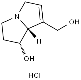 1H-Pyrrolizine-7-methanol, 2,3,5,7a-tetrahydro-1-hydroxy-, hydrochloride (1:1), (1R,7aR)- 结构式