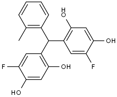 4,4'-[(2-methylphenyl)methylene]bis(6-fluorobenzene-1,3-diol) Struktur