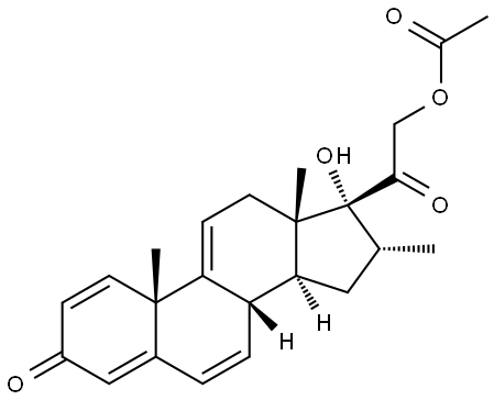Pregna-1,4,6,9(11)-tetraene-3,20-dione, 17,21-dihydroxy-16α-methyl-, 21-acetate Structure