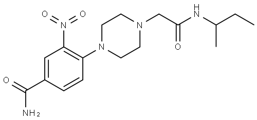 1-Piperazineacetamide, 4-[4-(aminocarbonyl)-2-nitrophenyl]-N-(1-methylpropyl)- Struktur