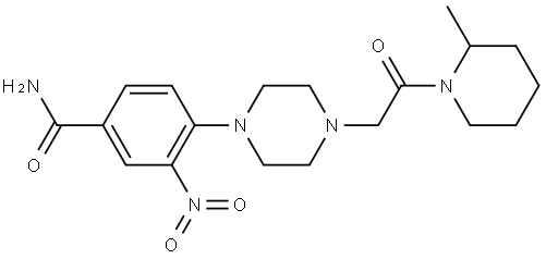 Benzamide, 4-[4-[2-(2-methyl-1-piperidinyl)-2-oxoethyl]-1-piperazinyl]-3-nitro- Struktur