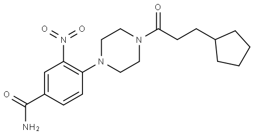 Benzamide, 4-[4-(3-cyclopentyl-1-oxopropyl)-1-piperazinyl]-3-nitro- Struktur
