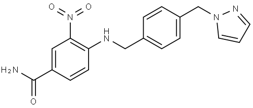 Benzamide, 3-nitro-4-[[[4-(1H-pyrazol-1-ylmethyl)phenyl]methyl]amino]- Structure