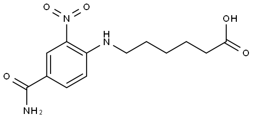 Hexanoic acid, 6-[[4-(aminocarbonyl)-2-nitrophenyl]amino]- Struktur