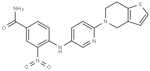 Benzamide, 4-[[6-(6,7-dihydrothieno[3,2-c]pyridin-5(4H)-yl)-3-pyridinyl]amino]-3-nitro- Struktur