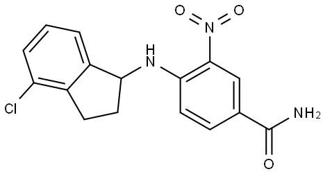 Benzamide, 4-[(4-chloro-2,3-dihydro-1H-inden-1-yl)amino]-3-nitro- Struktur