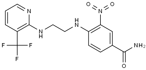 Benzamide, 3-nitro-4-[[2-[[3-(trifluoromethyl)-2-pyridinyl]amino]ethyl]amino]- Struktur