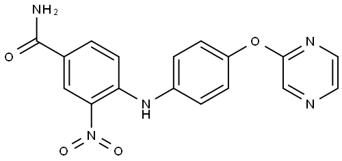 Benzamide, 3-nitro-4-[[4-(2-pyrazinyloxy)phenyl]amino]- Struktur