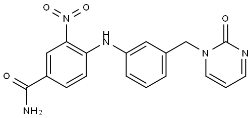 Benzamide, 3-nitro-4-[[3-[(2-oxo-1(2H)-pyrimidinyl)methyl]phenyl]amino]- Struktur