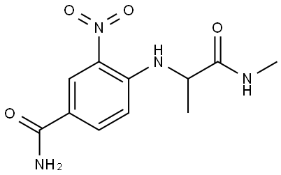 Benzamide, 4-[[1-methyl-2-(methylamino)-2-oxoethyl]amino]-3-nitro- Struktur