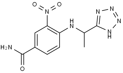 Benzamide, 3-nitro-4-[[1-(2H-tetrazol-5-yl)ethyl]amino]- Struktur