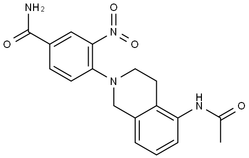 Benzamide, 4-[5-(acetylamino)-3,4-dihydro-2(1H)-isoquinolinyl]-3-nitro- Struktur
