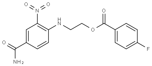 Benzoic acid, 4-fluoro-, 2-[[4-(aminocarbonyl)-2-nitrophenyl]amino]ethyl ester Struktur