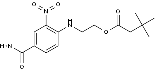 Butanoic acid, 3,3-dimethyl-, 2-[[4-(aminocarbonyl)-2-nitrophenyl]amino]ethyl ester Struktur
