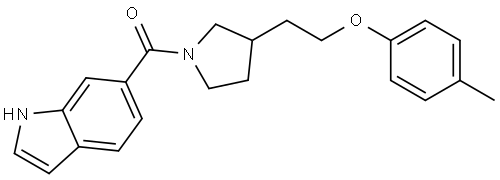1H-Indol-6-yl[3-[2-(4-methylphenoxy)ethyl]-1-pyrrolidinyl]methanone Struktur