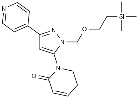 1-(3-(Pyridin-4-yl)-1-((2-(trimethylsilyl)ethoxy)methyl)-1H-pyrazol-5-yl)-5,6-dihydropyridin-2(1H)-one Struktur
