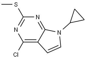 4-氯-7-环丙基-2-(甲硫基)-7H-吡咯并[2,3-d]嘧啶, 3082031-65-7, 结构式