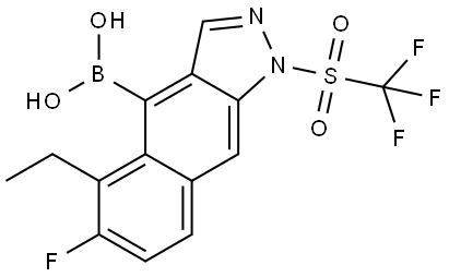 (5-乙基-6-氟-1-((三氟甲基)磺酰基)-1H-苯并[f]吲唑-4-基)硼酸, 3082412-09-4, 结构式