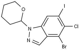 4-溴-5-氯-6-碘-1-(四氢-2H-吡喃-2-基)-1H-吲唑, 3091859-97-8, 结构式