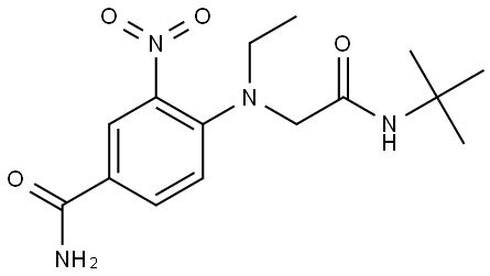 Benzamide, 4-[[2-[(1,1-dimethylethyl)amino]-2-oxoethyl]ethylamino]-3-nitro- Struktur