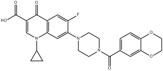 3-Quinolinecarboxylic acid, 1-cyclopropyl-7-[4-[(2,3-dihydro-1,4-benzodioxin-6-yl)carbonyl]-1-piperazinyl]-6-fluoro-1,4-dihydro-4-oxo- Struktur