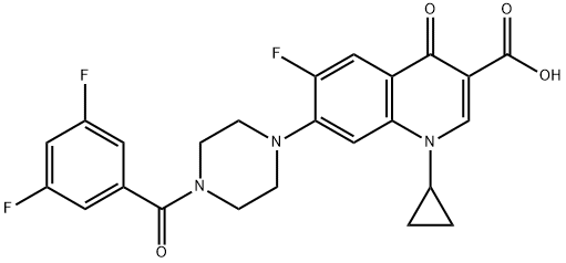 3-Quinolinecarboxylic acid, 1-cyclopropyl-7-[4-(3,5-difluorobenzoyl)-1-piperazinyl]-6-fluoro-1,4-dihydro-4-oxo- Struktur