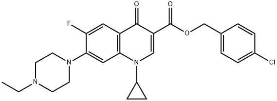 3-Quinolinecarboxylic acid, 1-cyclopropyl-7-(4-ethyl-1-piperazinyl)-6-fluoro-1,4-dihydro-4-oxo-, (4-chlorophenyl)Methyl ester Struktur
