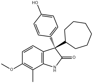 2H-Indol-2-one, 3-cycloheptyl-1,3-dihydro-3-(4-hydroxyphenyl)-6-Methoxy-7-Methyl-, (3S)-|化合物 NECROCIDE 1